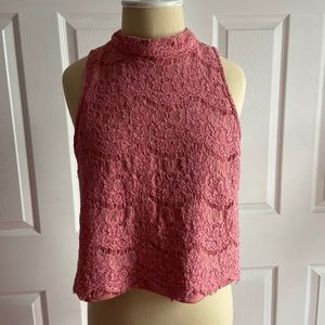 Pink lace crop top